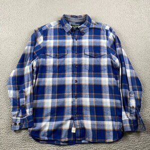 VTG Woolrich Flannel Shirt Men's Medium Blue Orange Plaid